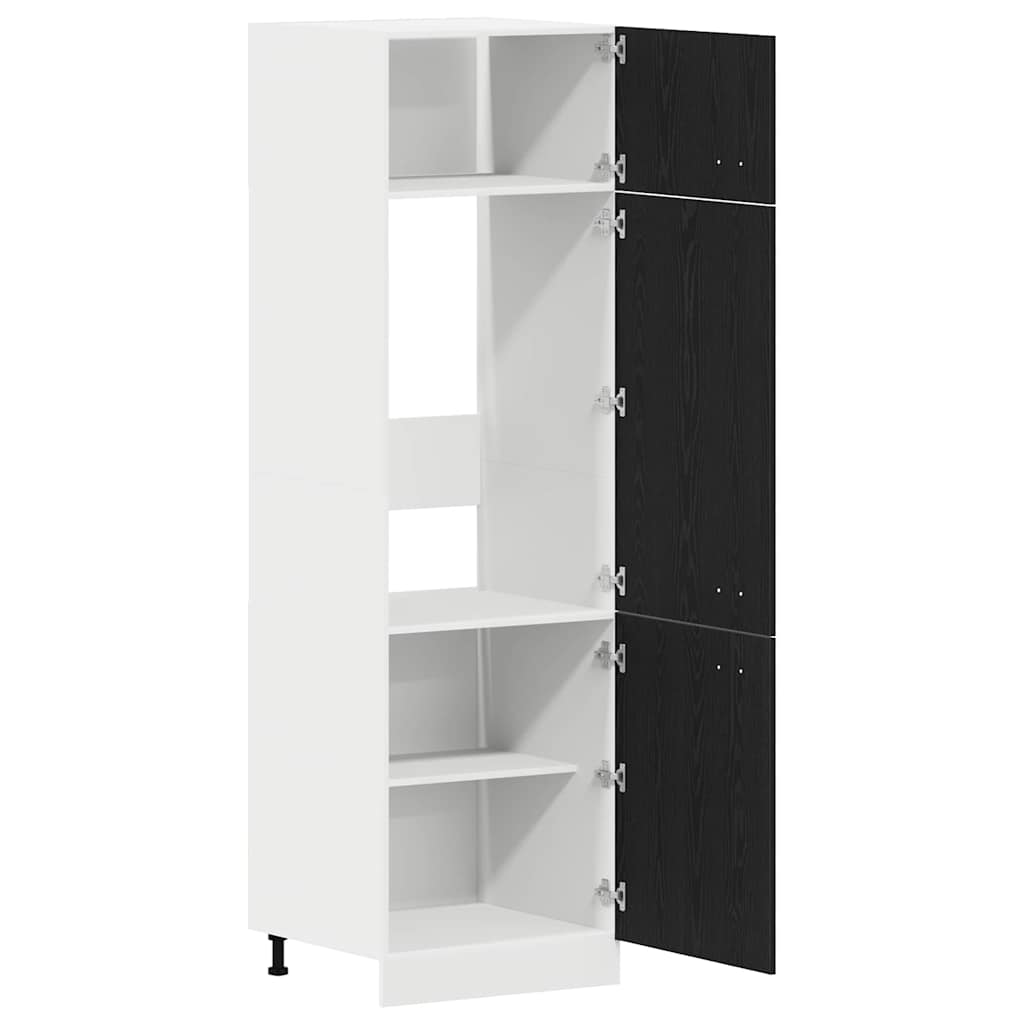 Kühlschrankschrank mit Regal Schwarze Eiche 60 x 57 x 207 cm