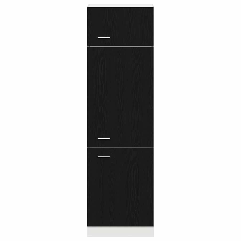 Kühlschrankschrank mit Regal Schwarze Eiche 60 x 57 x 207 cm