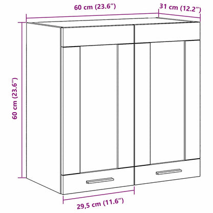 Hängeschrank Schwarz Eichen-Optik 60 x 31 x 60 cm Holzwerkstoff