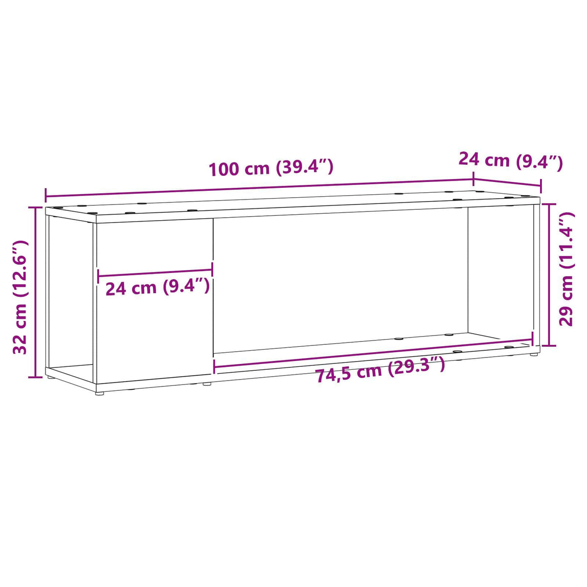 TV-Schrankset 100 x 24 x 63 cm Schwarz Holzwerkstoff