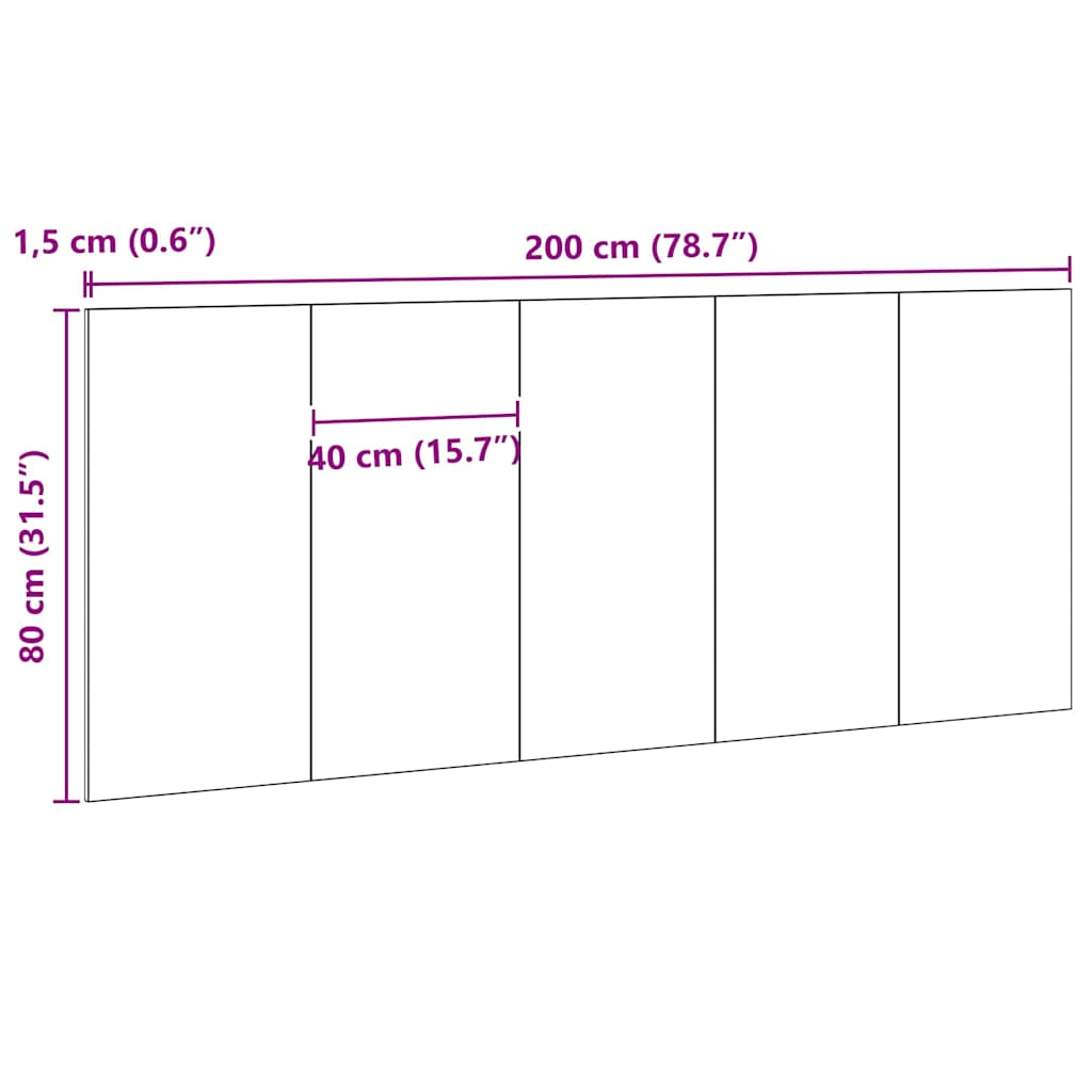 Bettkopfteil Schwarz Eichen-Optik Holzwerkstoff