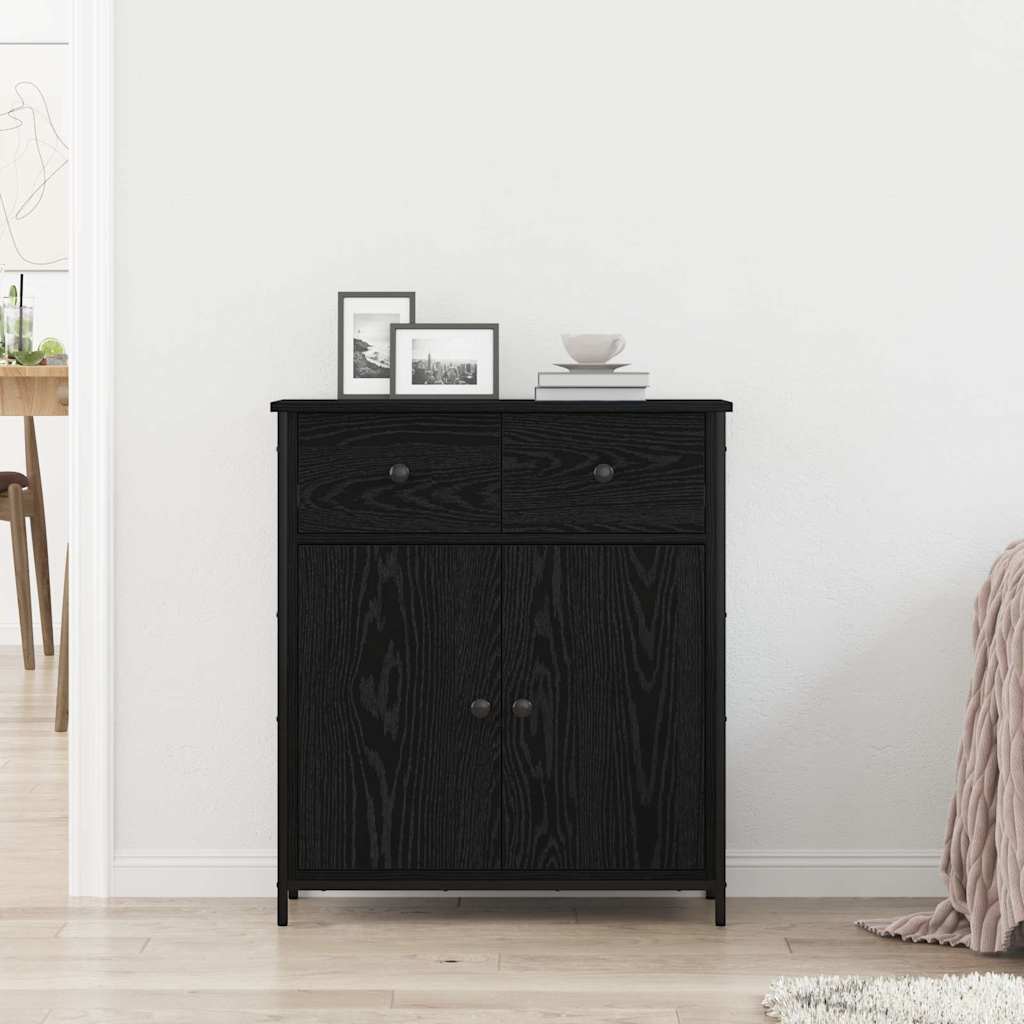 Sideboard Schwarz Eichen-Optik 70 x 30 x 80 cm Holzwerkstoff