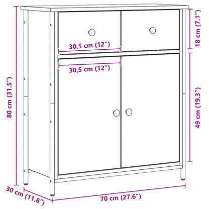 Sideboard Schwarz Eichen-Optik 70 x 30 x 80 cm Holzwerkstoff