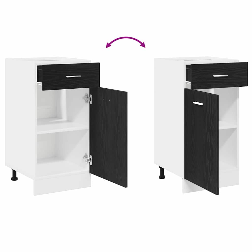 Hängeschrank Schwarz Eichen-Optik 40 x 46 x 81.5 cm