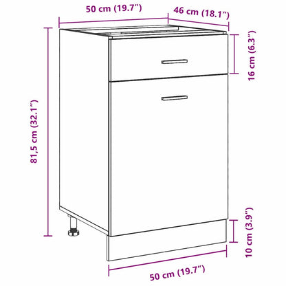 Hängeschrank Schwarz Eichen-Optik 50 x 46 x 81,5 cm
