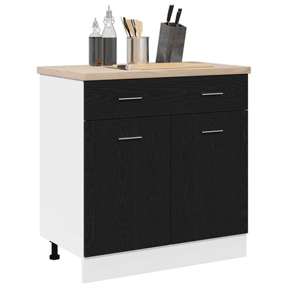 Hängeschrank Schwarz Eichen-Optik 80 x 46 x 81.5 cm