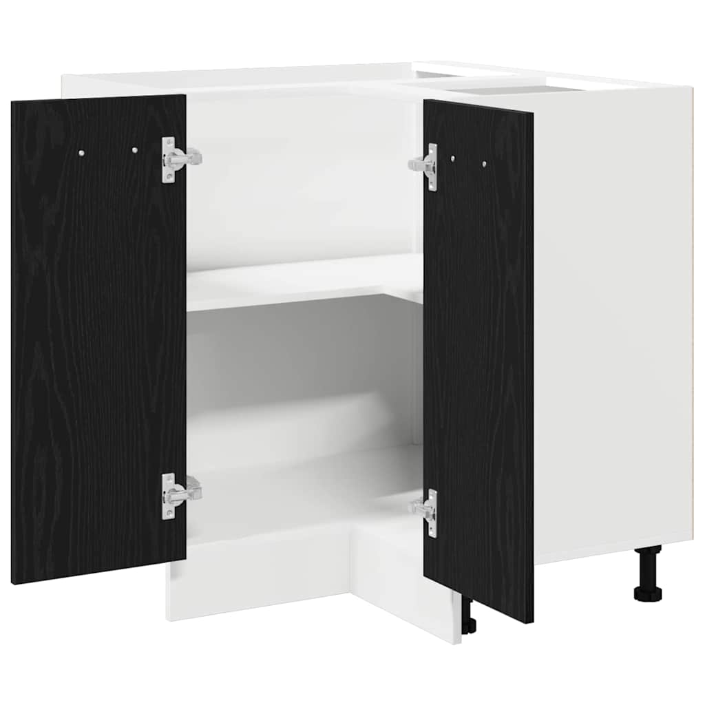 Eckunterbau-Schränkchen mit Regal Riga Schwarz Eichen-Optik