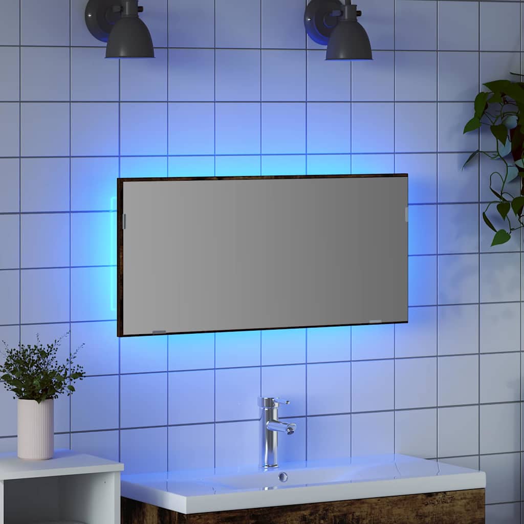 Spiegel Braun 80 x 37 cm Glas und engineered Holz