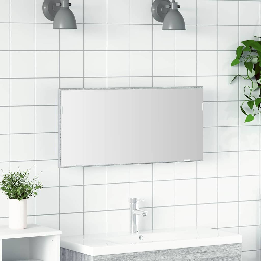 Spiegel Hellgrau Sonoma 80 x 37 cm Glas und engineered Holz