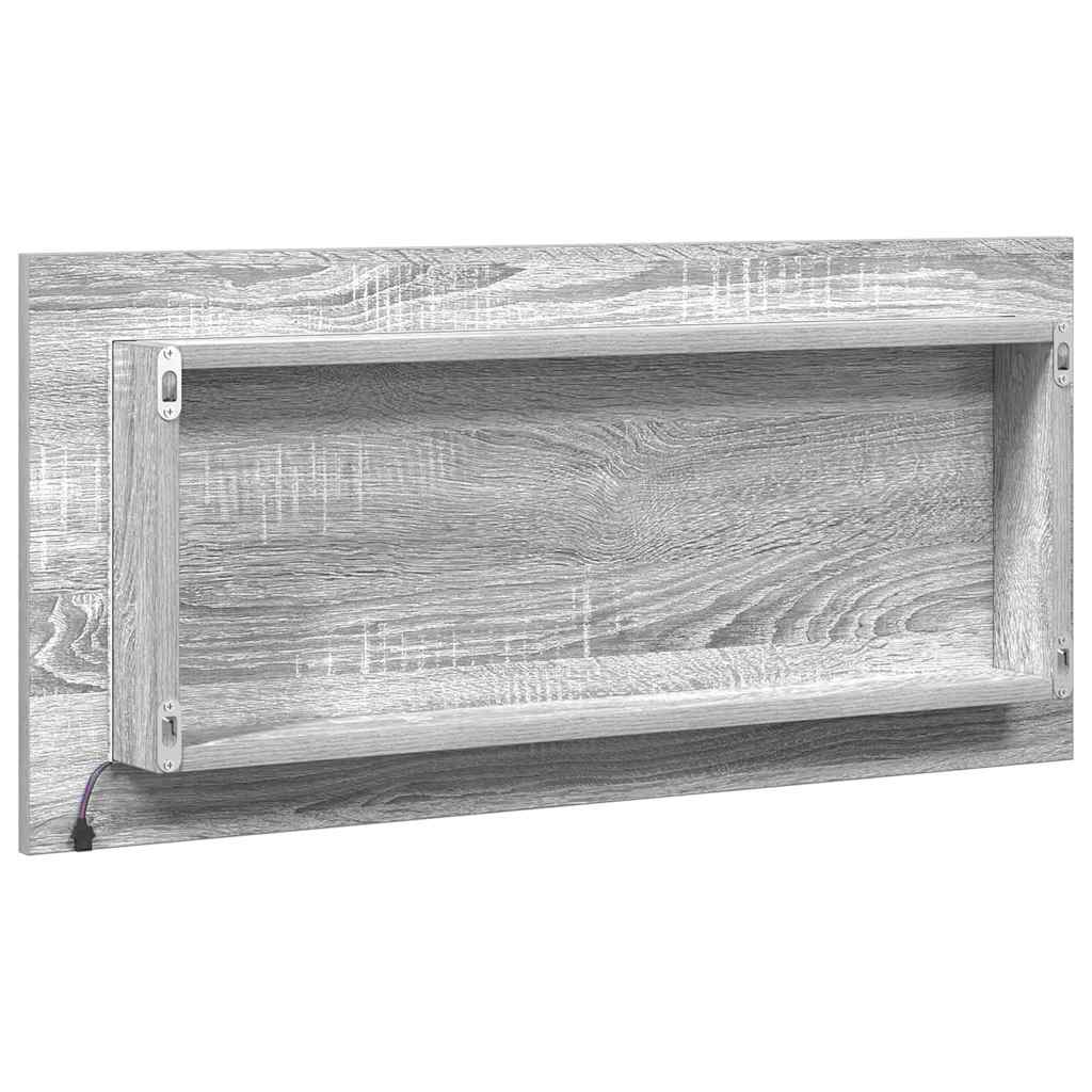 Spiegel Hellgrau Sonoma 80 x 37 cm Glas und engineered Holz