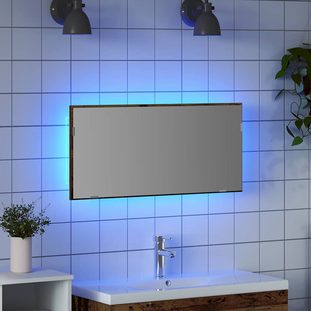 Spiegel Altholz 80 x 37 cm Glas und engineered Holz