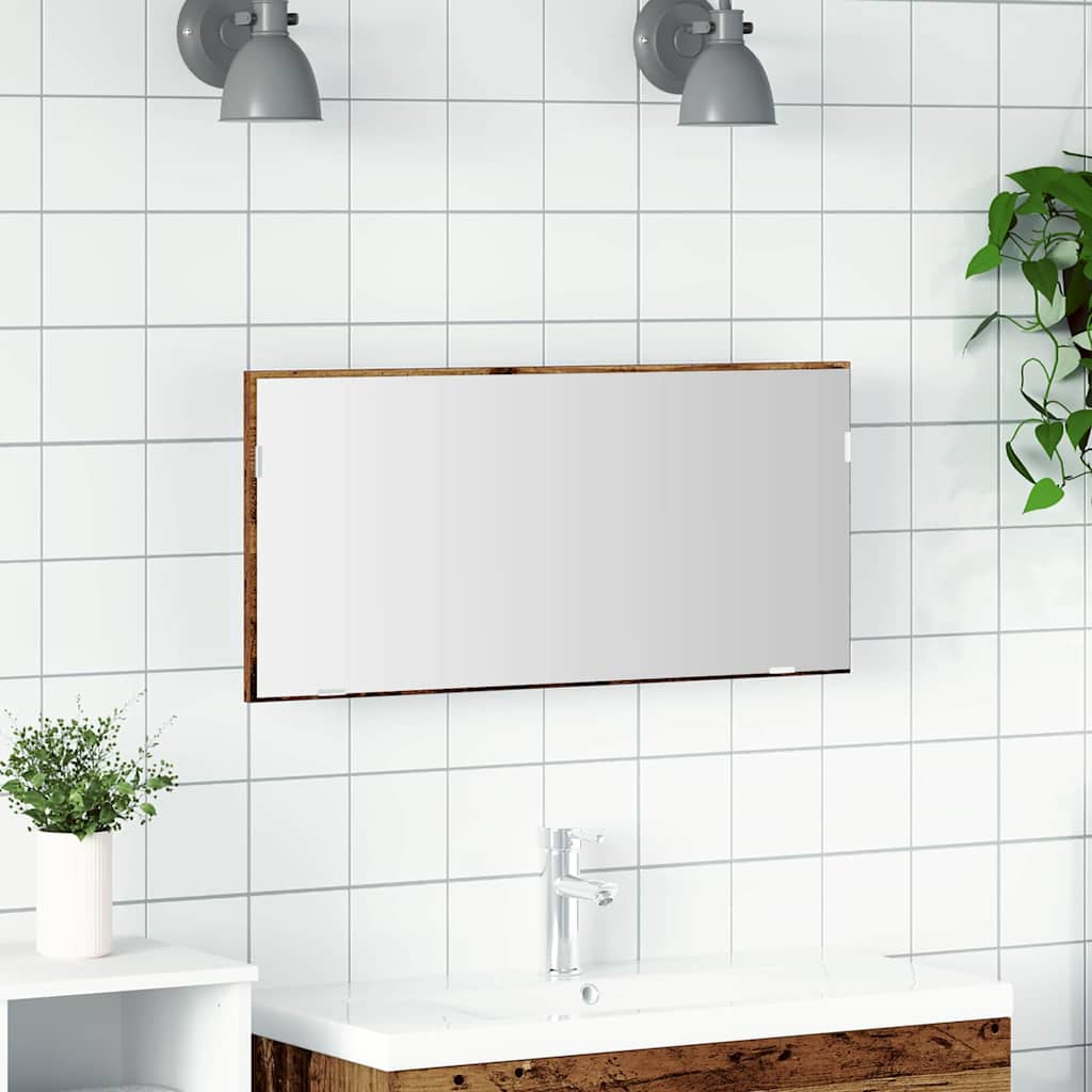 Spiegel Altholz 80 x 37 cm Glas und engineered Holz