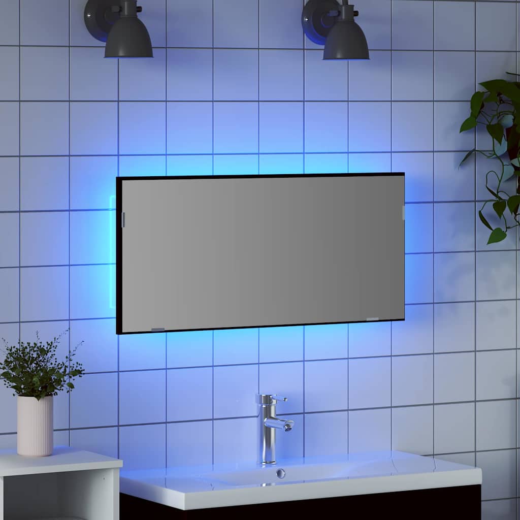 Spiegel Schwarz Eichen-Optik 80 x 37 cm