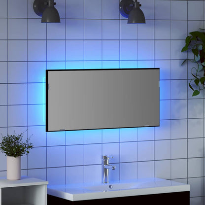 Spiegel Schwarz Eichen-Optik 80 x 37 cm