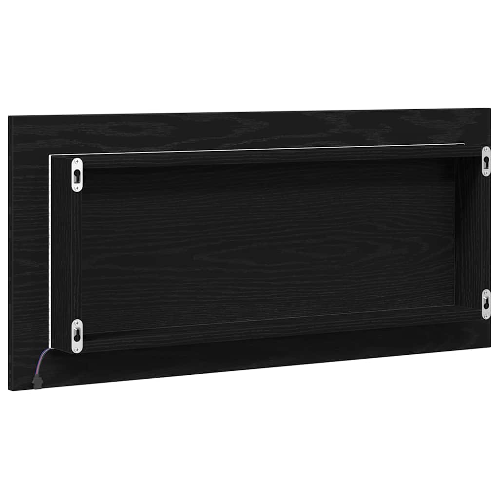 Spiegel Schwarz Eichen-Optik 80 x 37 cm