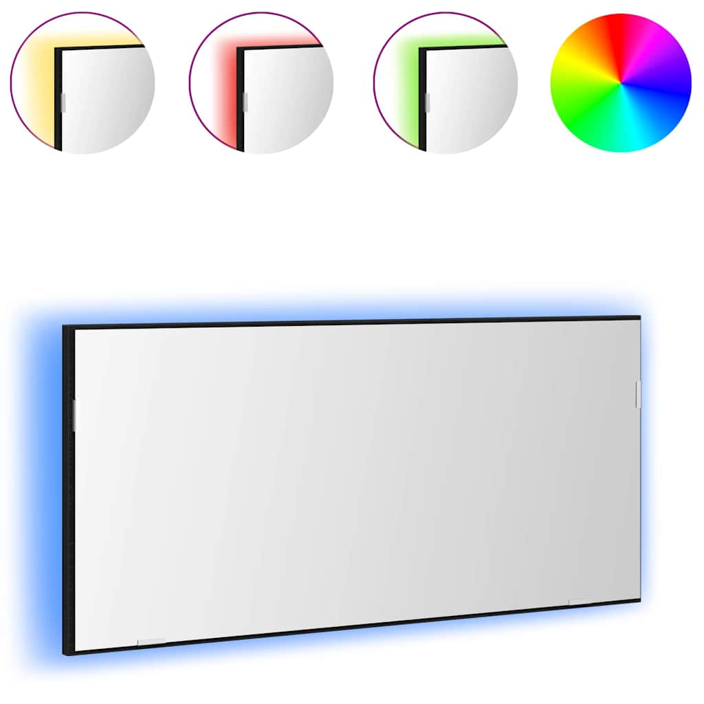 Spiegel Schwarz Eichen-Optik 80 x 37 cm