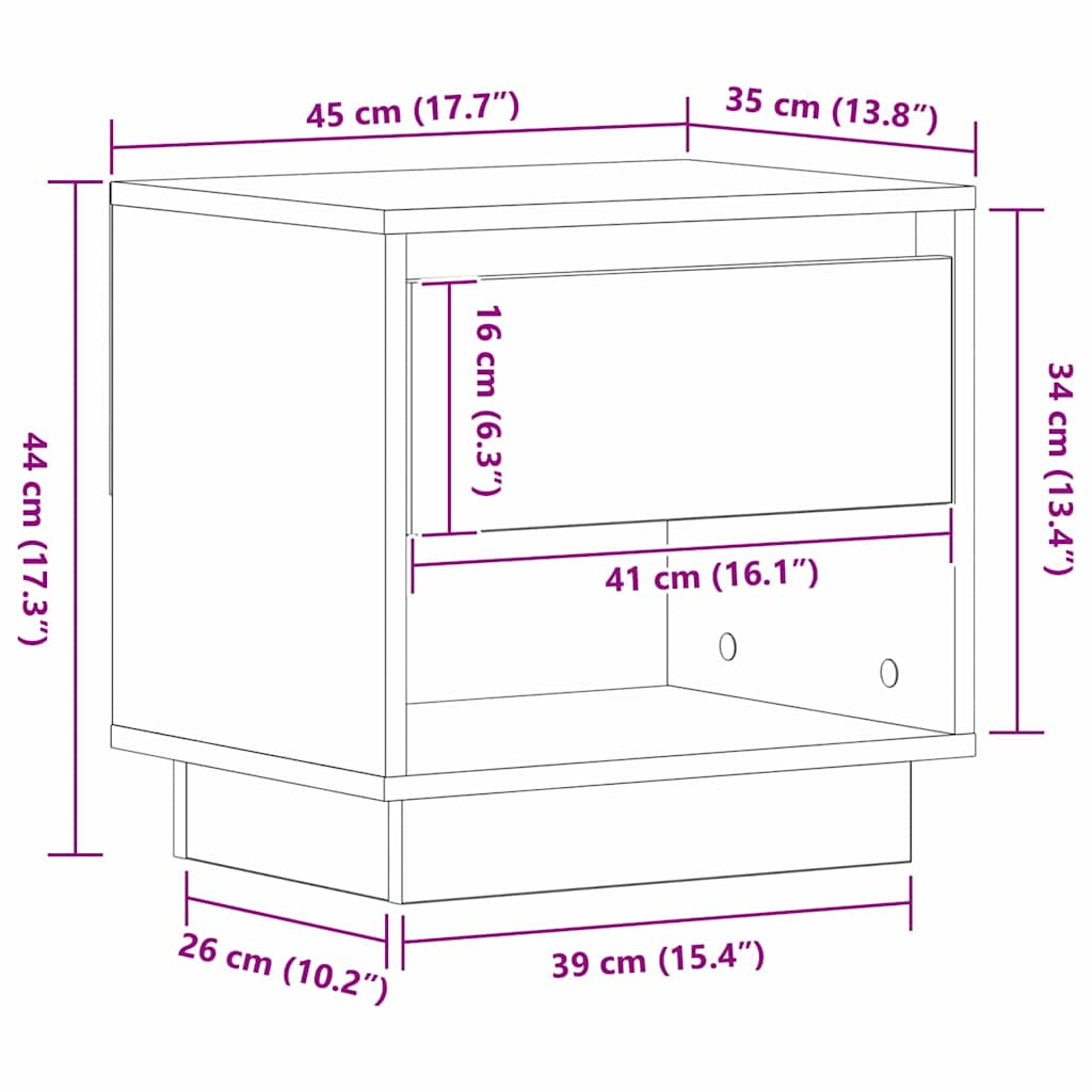 Nachttisch 2 Stk. Altholz 45 x 34 x 44 cm Holzwerkstoff
