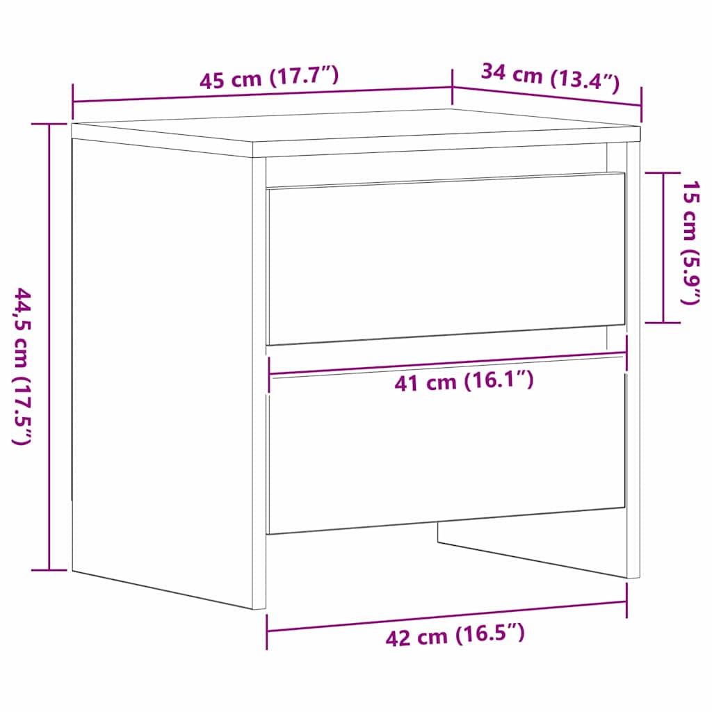 Nachttisch Schwarz Eichen-Optik 45 x 34 x 44,5 cm Holzwerkstoff