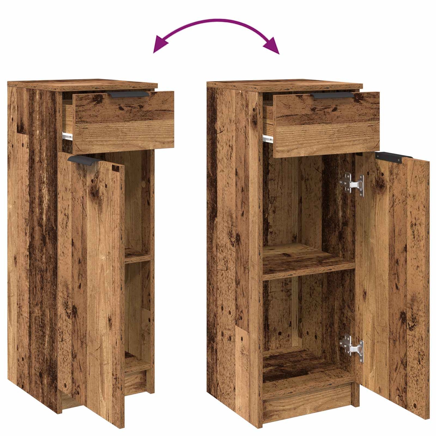Badezimmerschrank mit Tür Altholz 32 x 34 x 90 cm Holzwerkstoff