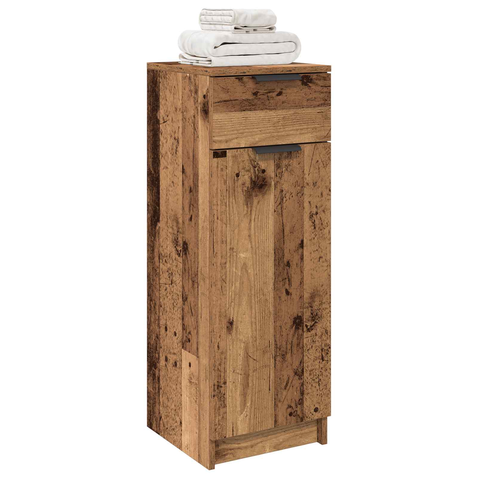 Badezimmerschrank mit Tür Altholz 32 x 34 x 90 cm Holzwerkstoff