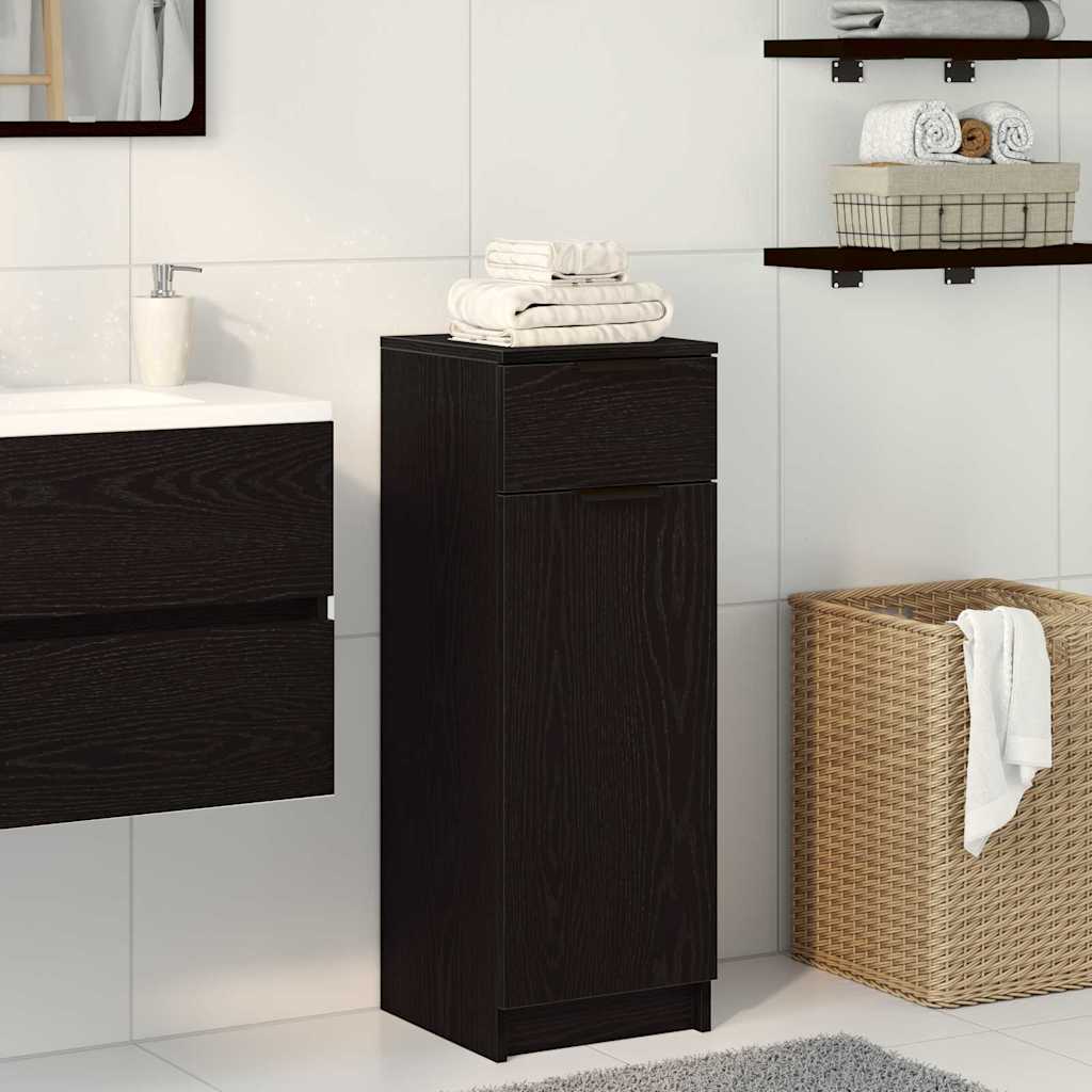 Badezimmerschrank mit Tür Schwarz Eichen-Optik 32 x 34 x 90 cm