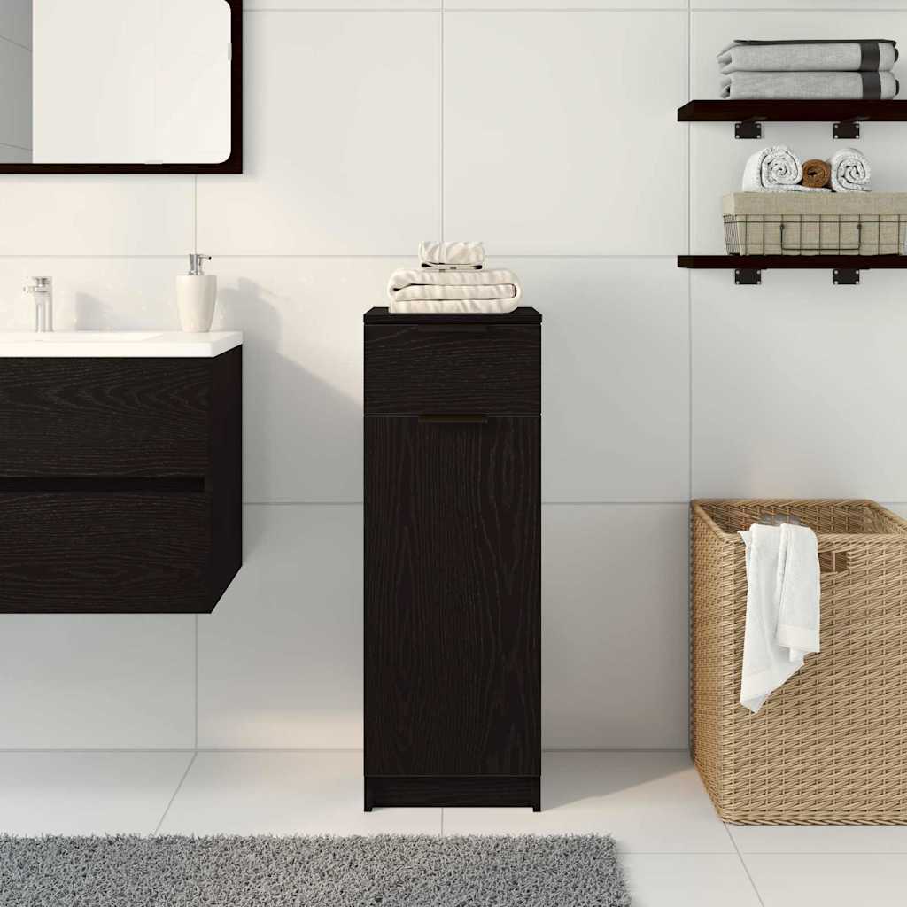Badezimmerschrank mit Tür Schwarz Eichen-Optik 32 x 34 x 90 cm
