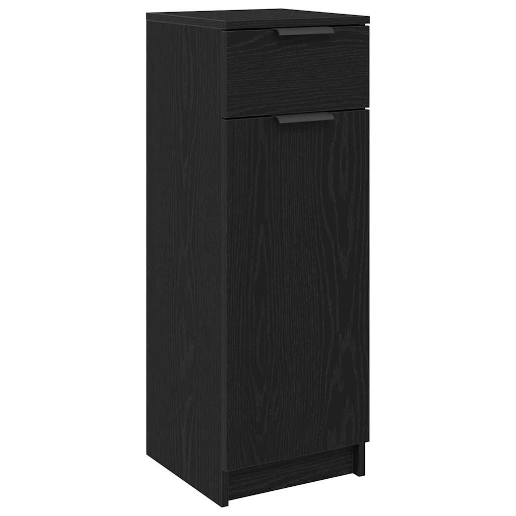Badezimmerschrank mit Tür Schwarz Eichen-Optik 32 x 34 x 90 cm