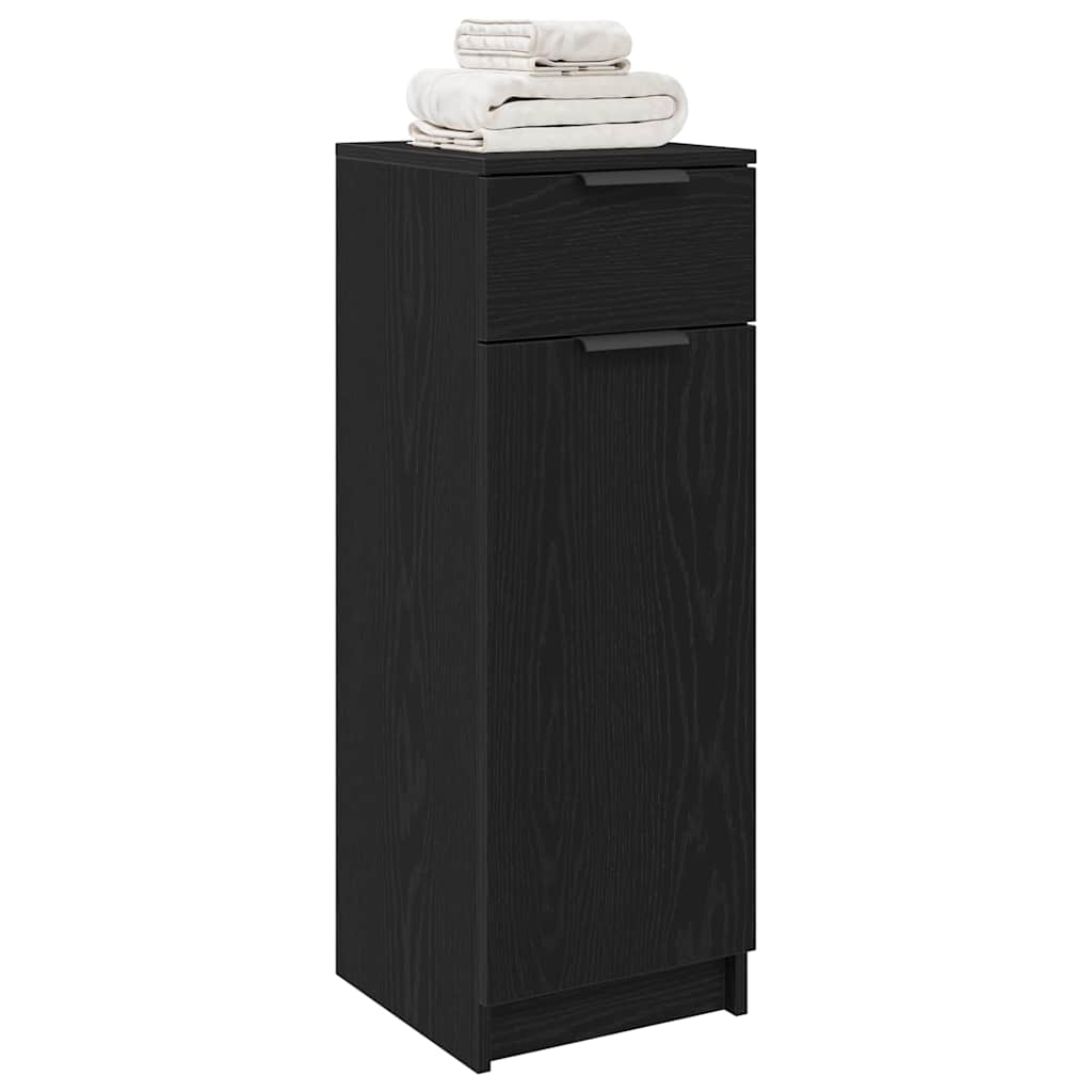 Badezimmerschrank mit Tür Schwarz Eichen-Optik 32 x 34 x 90 cm
