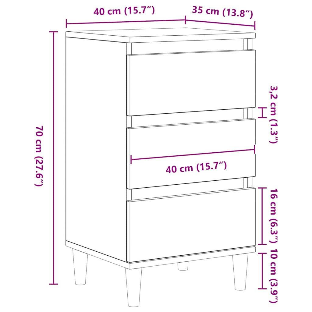 Nachttisch Artisan-Eiche 40 x 35 x 70 cm Holzwerkstoff