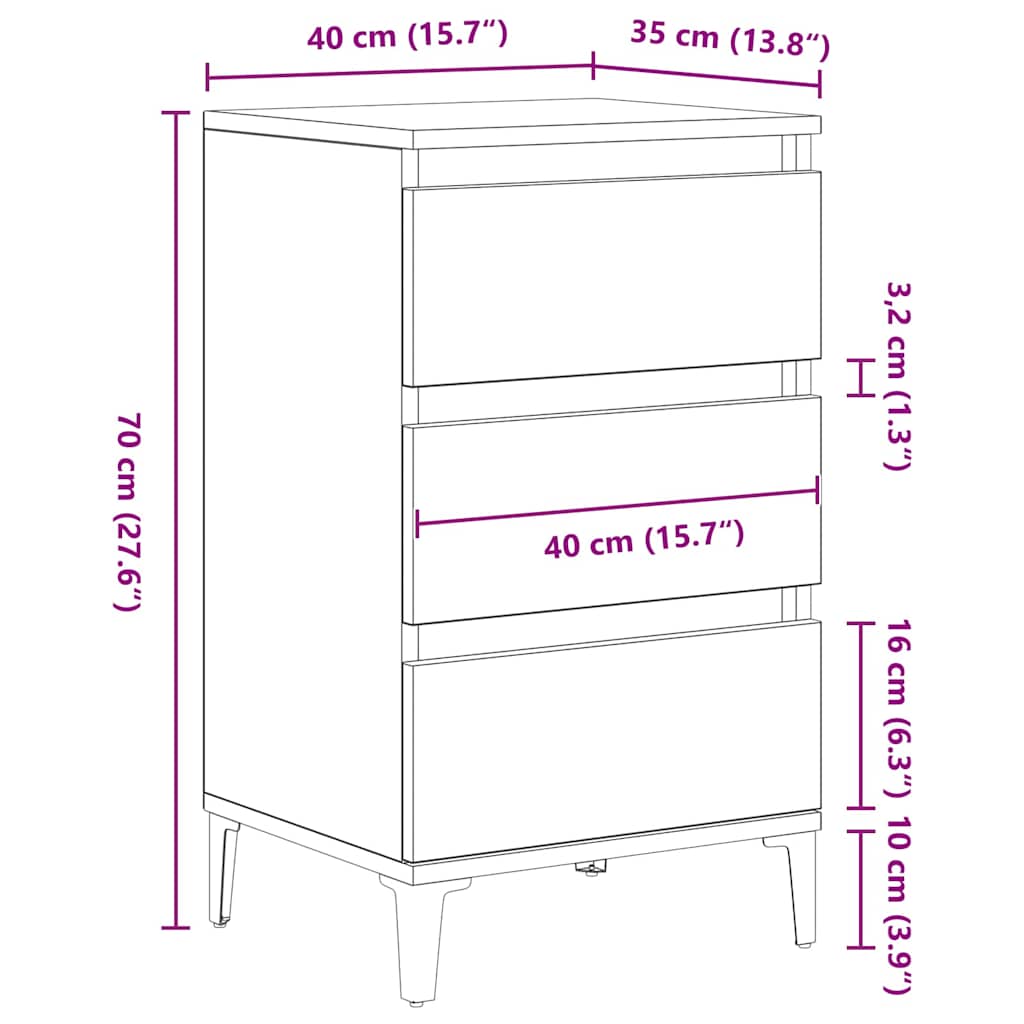 Nachttisch Artisan-Eiche 45 x 35 x 44 cm Holzwerkstoff