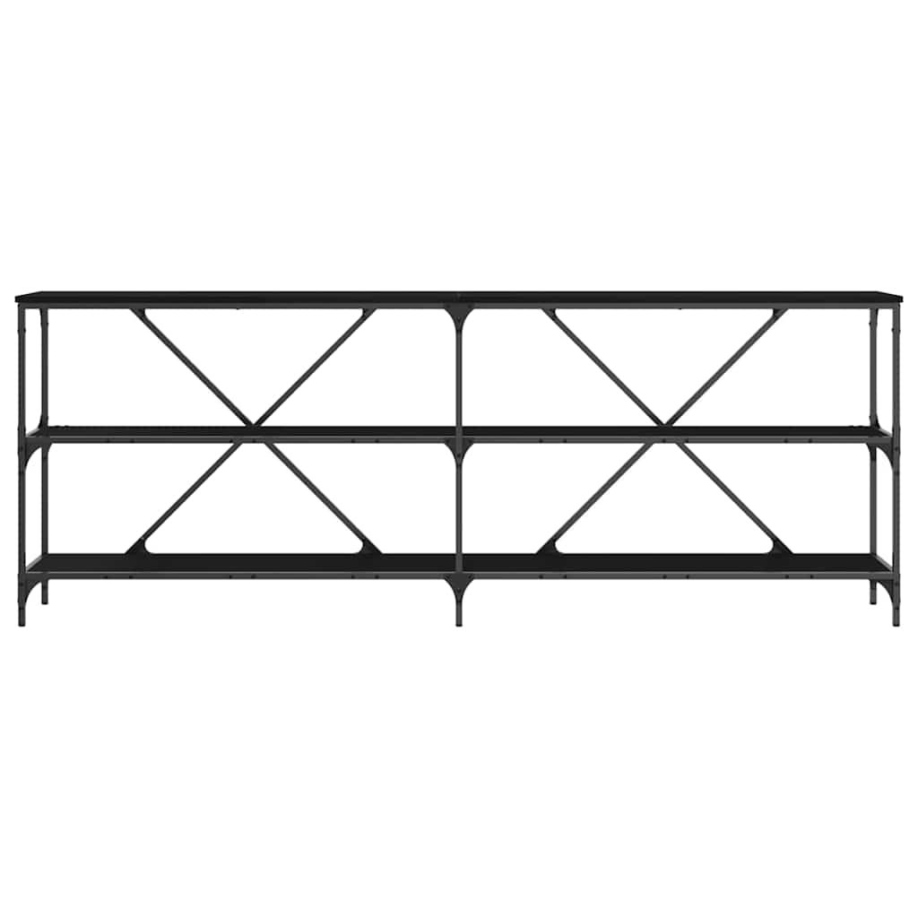 Konsolentisch mit Regal Schwarz Eichen-Optik 200 x 30 x 75 cm