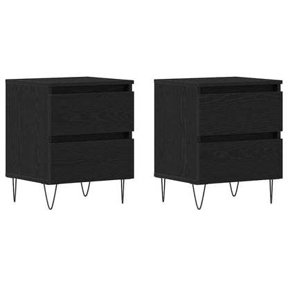 Nachttisch 2 stk. Schwarz Eichen-Optik 40 x 35 x 50 cm