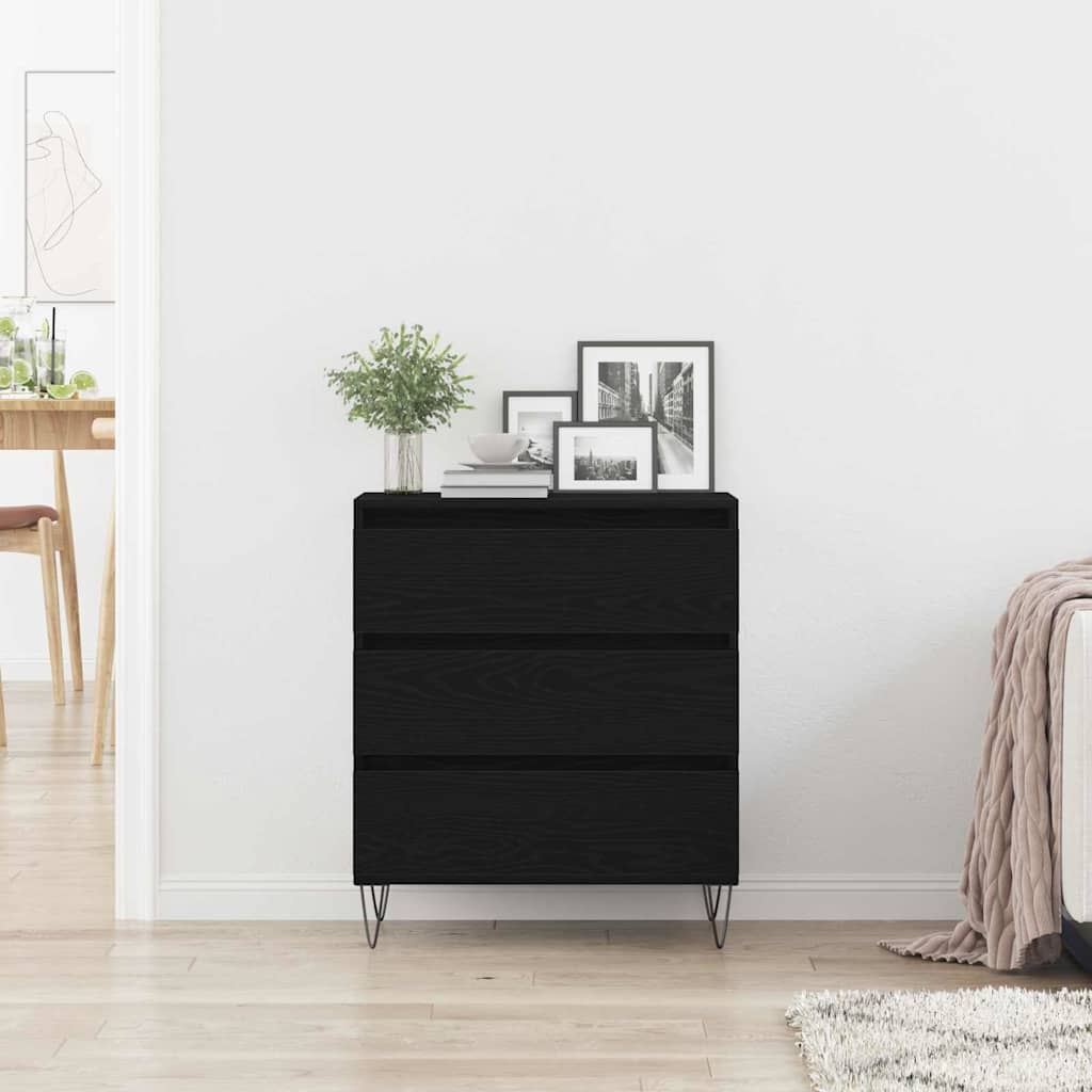 Sideboard Schwarz Eichen-Optik 60 x 35 x 70 cm Holzwerkstoff