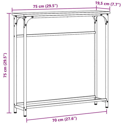 Konsolentisch Schwarz Eichen-Optik 75 x 19,5 x 75 cm