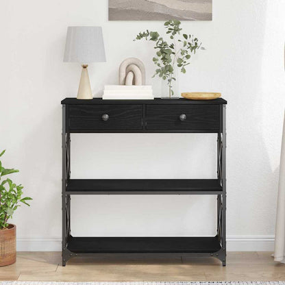 Konsole Tisch Schwarz Eichen-Optik 75 x 28 x 75 cm