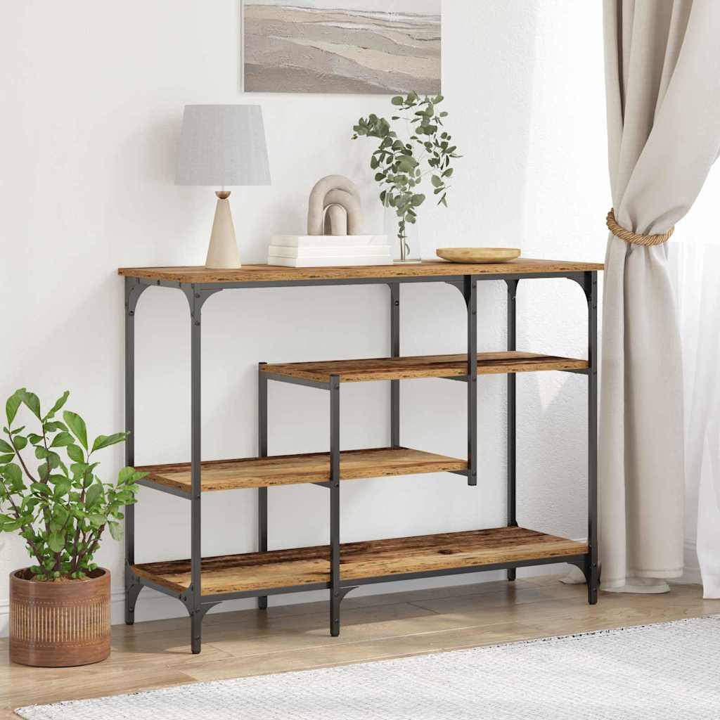 Konsolentisch Altholz 100 x 35 x 75 cm Schichtholz und Metall