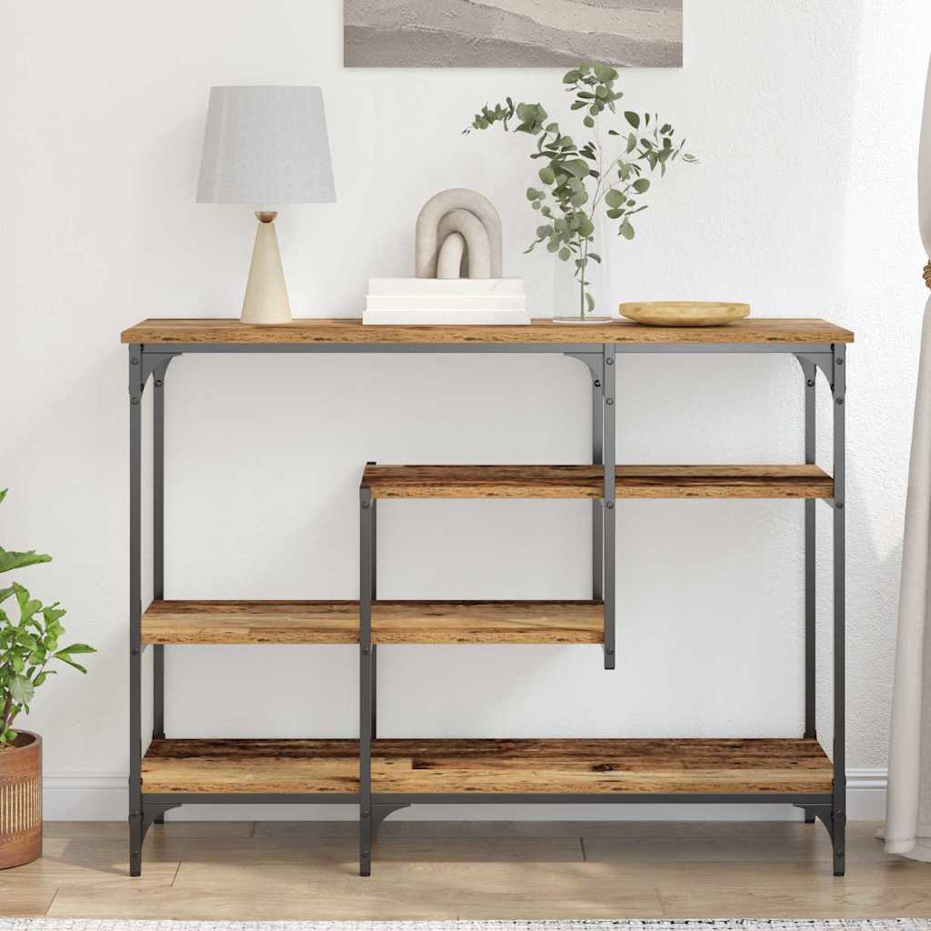 Konsolentisch Altholz 100 x 35 x 75 cm Schichtholz und Metall
