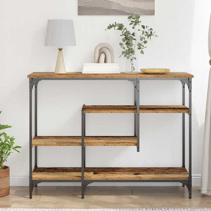Konsolentisch Altholz 100 x 35 x 75 cm Schichtholz und Metall