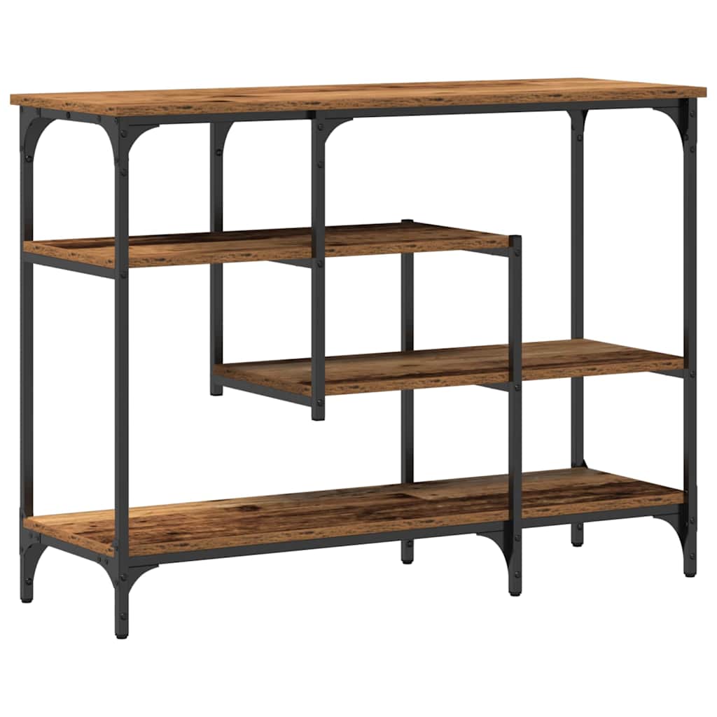 Konsolentisch Altholz 100 x 35 x 75 cm Schichtholz und Metall