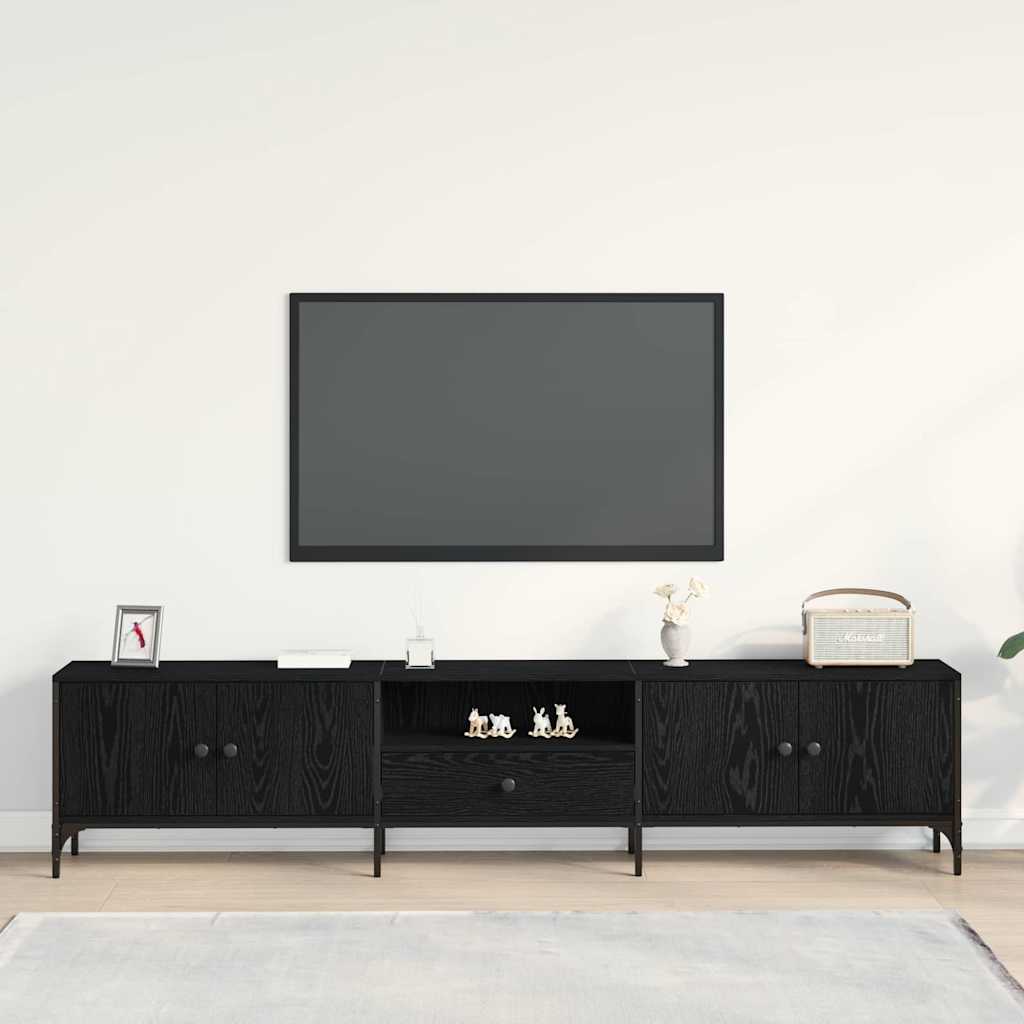TV-Schränk 200 x 25 x 44 cm Schwarz Eichen-Optik Holzwerkstoff
