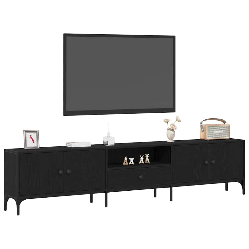 TV-Schränk 200 x 25 x 44 cm Schwarz Eichen-Optik Holzwerkstoff