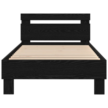 Bettrahmen Schwarz Eichen-Optik 90 x 200 cm Holzwerkstoff