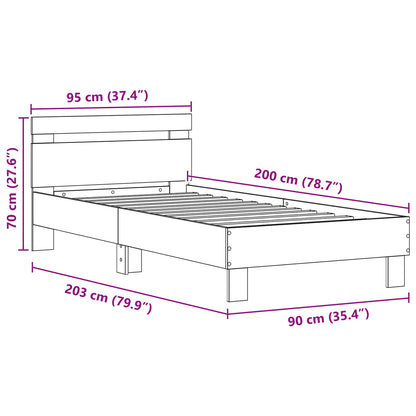 Bettrahmen Schwarz Eichen-Optik 90 x 200 cm Holzwerkstoff