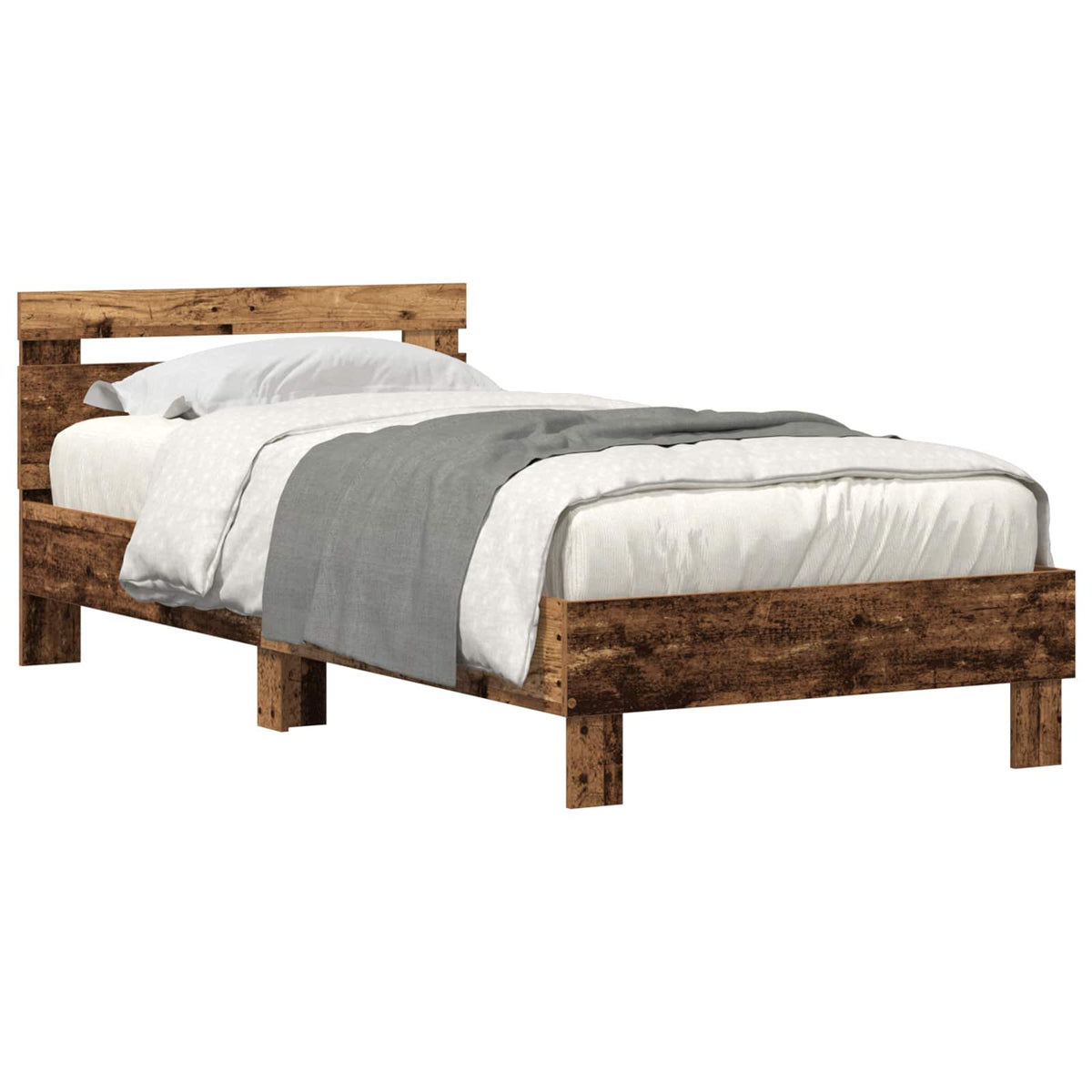 Bettrahmen mit Kopfteil Altholz 75 x 190 cm Holzwerkstoff