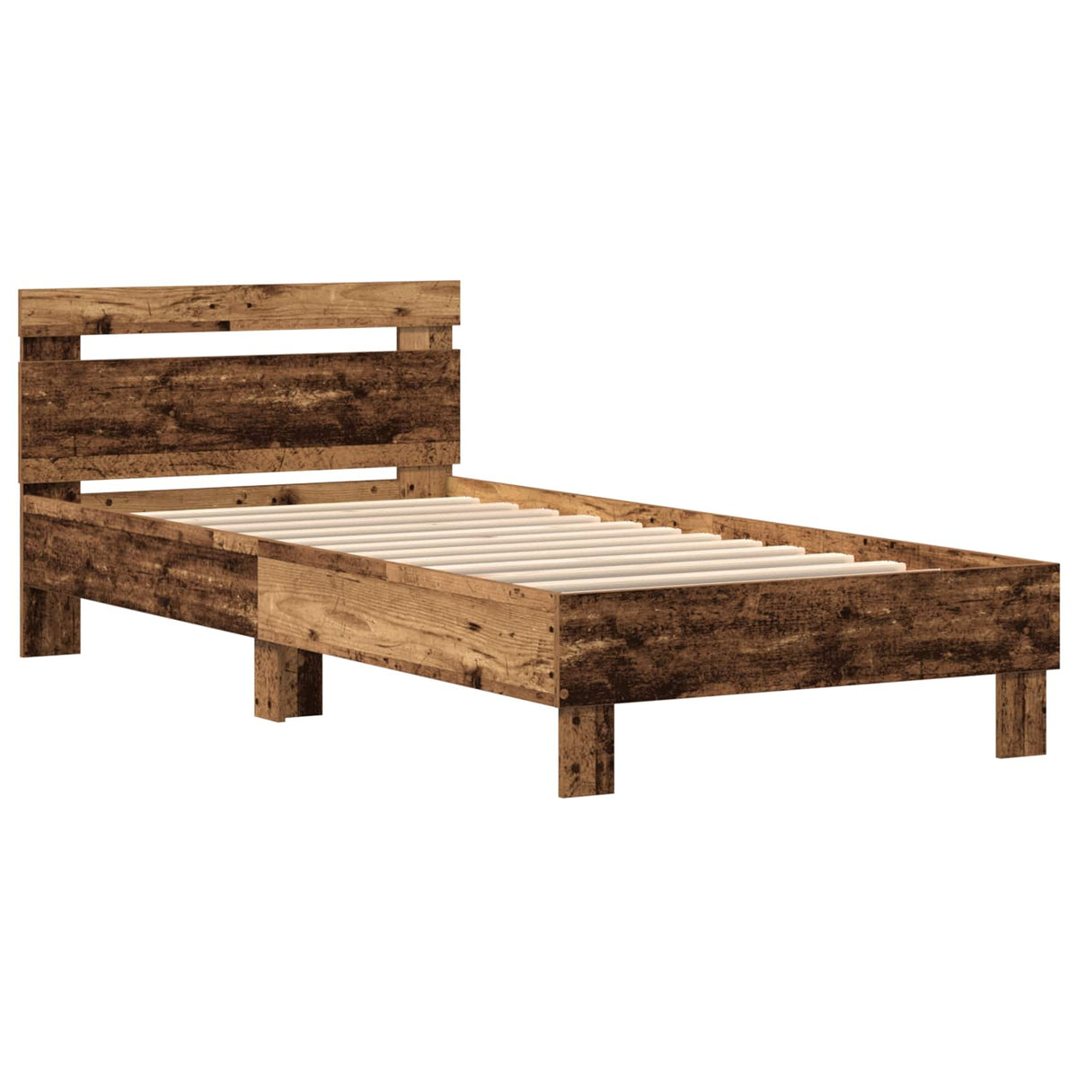 Bettrahmen mit Kopfteil Altholz 75 x 190 cm Holzwerkstoff