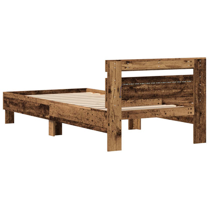 Bettrahmen mit Kopfteil Altholz 75 x 190 cm Holzwerkstoff