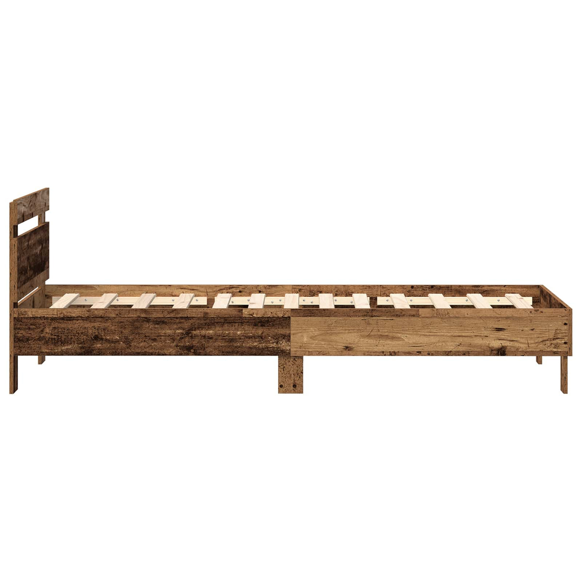 Bettrahmen mit Kopfteil Altholz 75 x 190 cm Holzwerkstoff