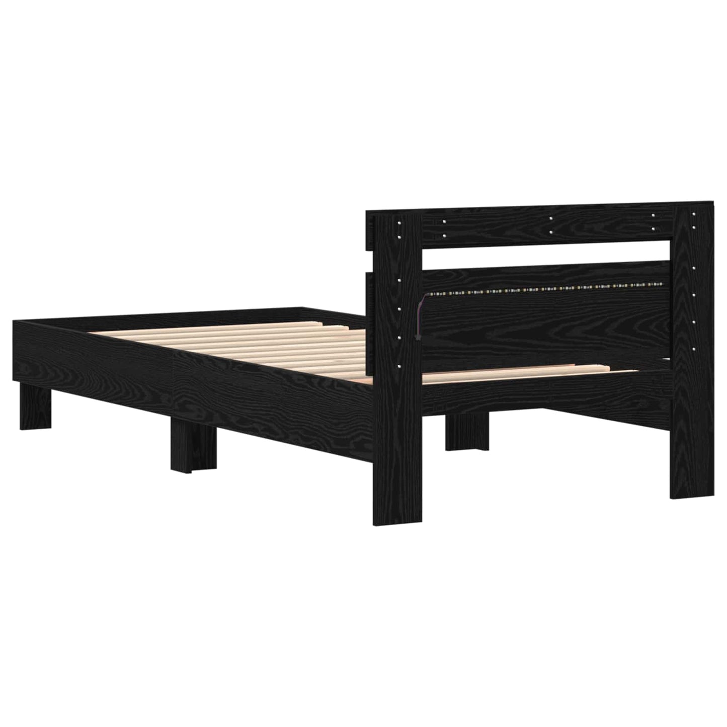 Bettrahmen Schwarz Eichen-Optik 75 x 190 cm Holzwerkstoff