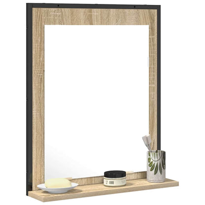 Badezimmer Spiegel mit Regal Schwarz 50 x 12 x 60 cm