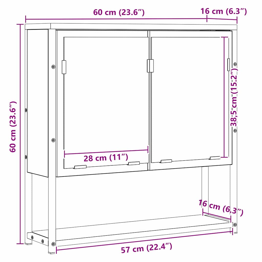 Badezimmer Spiegel mit Regal Wandmontiert Beige 60 x 16 x 60 cm